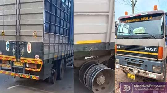 Truck driver arrested for driving without back tyres