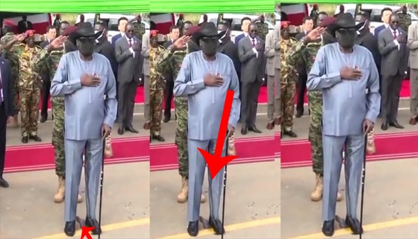South Sudan's president pees