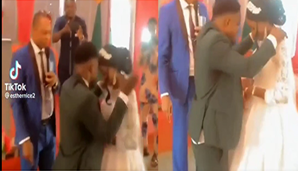 groom slaps bride in front of church members