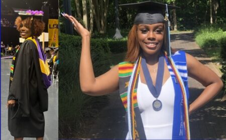 A young lady bags three degrees