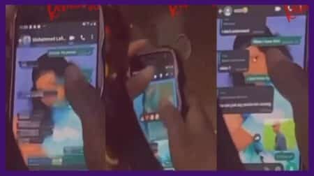Lady caught on camera sending someone in church an x-video